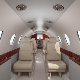 3D Business Jet Interior with Cockpit